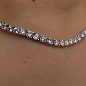 925 Sterling Silver Rhodium Plated, Tennis style set with CZ